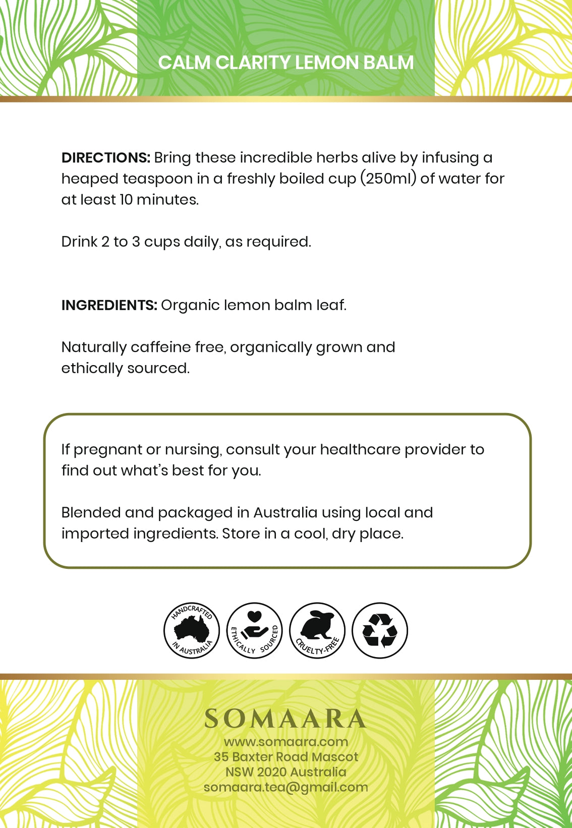 Calm Clarity Lemon Balm
